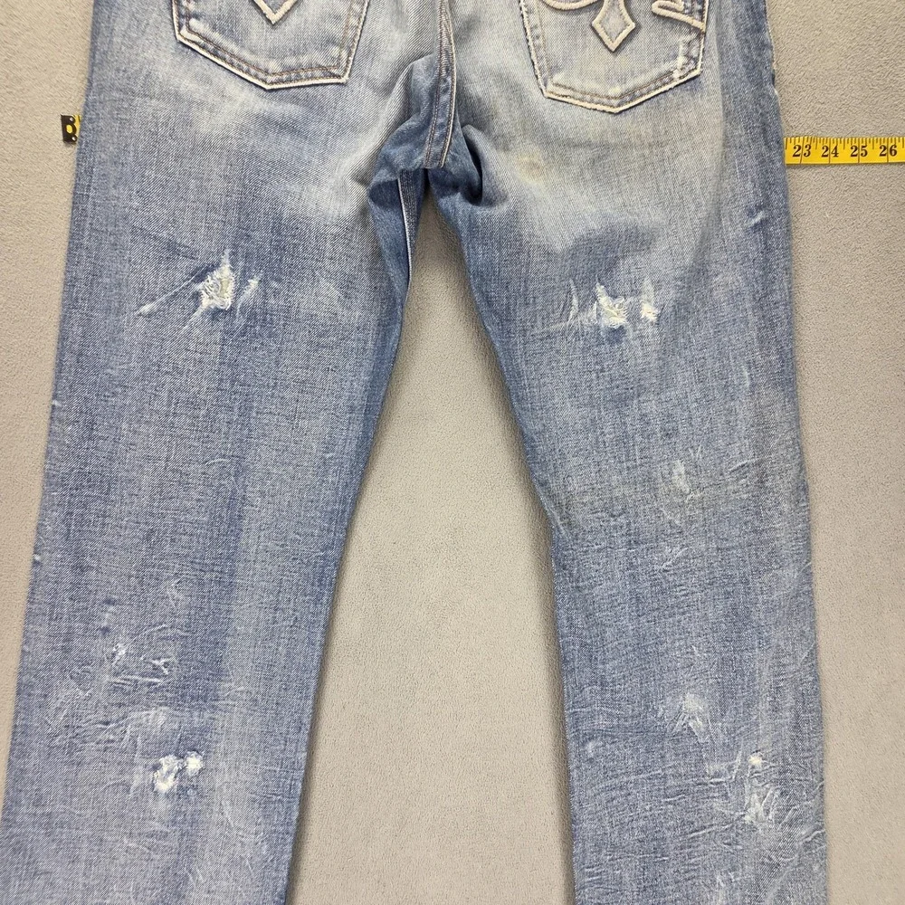 Diesel Jeans Mens 33x34 Blue Rayan Straight Distressed Button Fly Italy 0071J